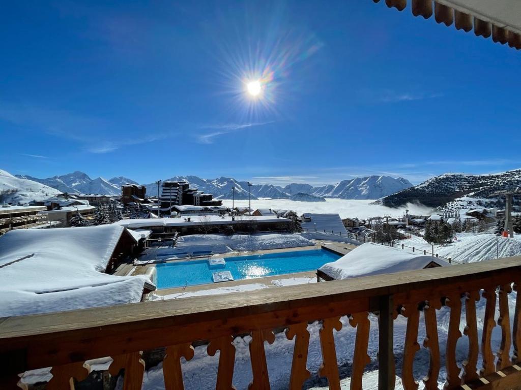 Superbe Studio Avec Vue Exceptionnelle Alpe d'Huez Bagian luar foto