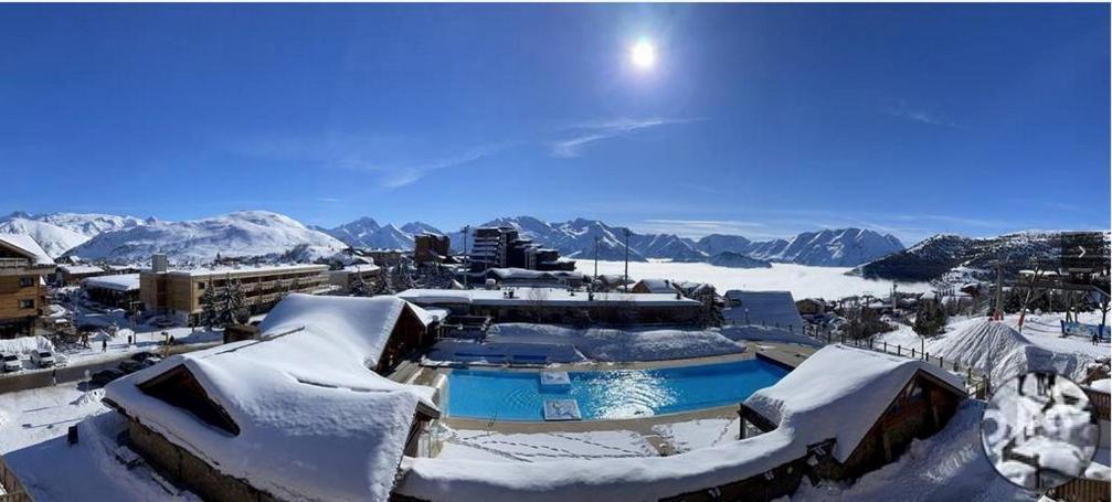 Superbe Studio Avec Vue Exceptionnelle Alpe d'Huez Bagian luar foto